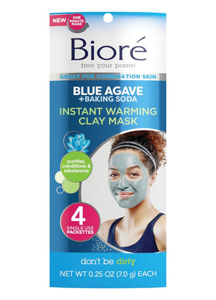 Bioré Blue Agave & Baking Soda Whipped Nourishing Detox Mask, 4 Ounces, Dermatologist Tested, Non-Comedogenic, Oil Free