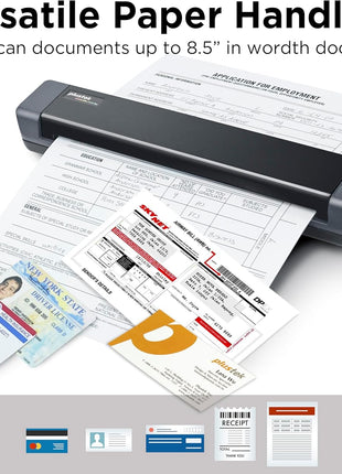 Plustek Mobile Scanner S410 Plus - Portable Sheet-Fed Document Scanner - for Windows 7 / 8 / 10 / 11, Featuring Button-Free Scanning with Included OCR Software