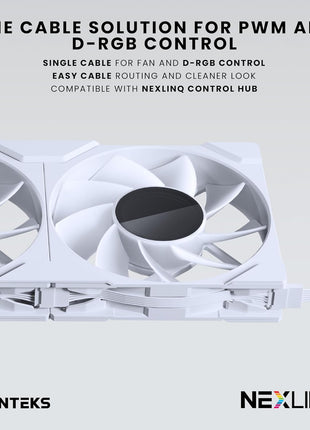 Phanteks M25-120 Gen2 Reversed Blade, 120mm ARGB High Performance Cooling Fans, Daisy-Chain Unified Fan Frame, Infinity Mirror hub, Single Cable Connection, White