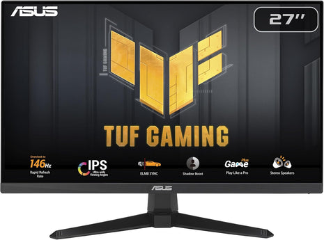 ASUS TUF Gaming 27 inch 1080P Monitor (VG279QE5A) – Full HD, Overclock to 144Hz, 1ms, IPS, Extreme Low Motion Blur Sync, Stereo Speaker, Variable Overdrive, DisplayWidget Center, 3 yr Warranty