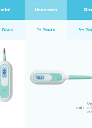 Frida Baby 3-in-1 Rectal, Underarm & Oral Thermometer for Kids, Digital Baby Thermometer for Infants, Toddlers, & Kids, Quick & Accurate Temperature Check, Includes Carrying Case for Storage