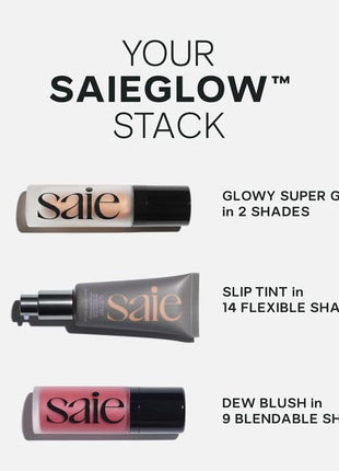 Saie Cheek Flush Duo - Dew Liquid Blush (.40 oz, Poppy), SuperSuede Baked Powder Blush (.01 oz, Stella) - Layerable, Skin-Nourishing Blushes for a Seamless Radiant Finish