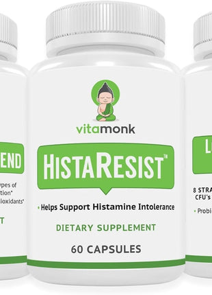 VitaMonk Quercetin, HistaResist & Low Histamine Probiotics - Immune, Digestive & Antioxidant Support - Quercetin 500mg, DAO Enzyme, 45 Billion CFU