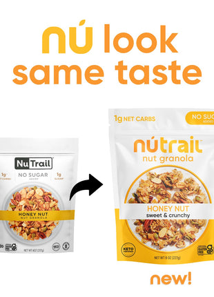 NuTrail Nut Granola Cereal, Honey Nut, No Sugar Added, Keto, Low Carb, Gluten Free, Grain Free, Healthy Breakfast 8 oz. 1 Count