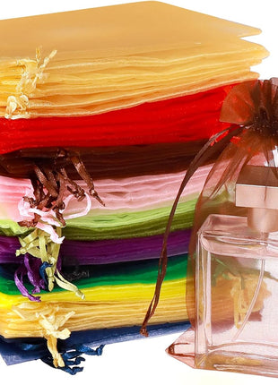 Hopttreely 100PCS Premium Sheer Organza Bags, White Wedding Favor Bags, 4x4.72 Jewelry Gift Bags for Party, Jewelry, Christmas, Festival, Bathroom Soaps, Makeup Organza, Wrapping Supplie