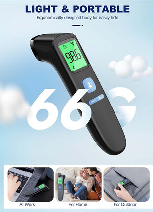 Non-Contact Forehead Thermometer for Adults and Kids, 1 Second Result | Accurate Reading with Large Display, Mute Mode, Memory Recall, Fever Alarm, Easy to use for Home & Hospital