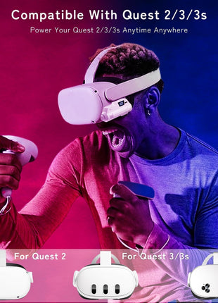 Battery Pack for Meta Quest 3/3S/2 - 18W Fast Charging Extended Battery with LCD Display - Lightweight VR Accessories Compatible with Oculus Quest 2/3/3S - 5000mAh Portable Battery Extra 1-2H Palytime