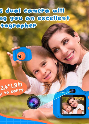 Seckton Upgrade Kids Selfie Camera, Christmas Birthday Gifts for Boys Age 3-9, HD Digital Video Cameras for Toddler, Portable Toy for 3 4 5 6 7 8 Year Old Boy with SD Card-Navy Blue
