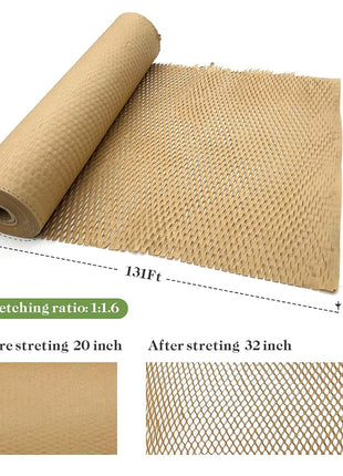 Honeycomb Packing Paper, 15 inch x 131' Packing Paper Substitute Alternative for Bubble Cushioning Wrap for Moving Shipping Packaging, Recyclable Moving Supplies Bubble Packing Wrap Protective Roll