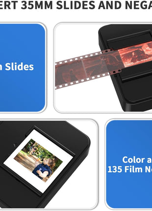 Mobile Film Scanner 35mm, Positive Slide & Negative Scanner Photo Scanner Converts 35mm Slides & Negatives to Digital Photos (2AA Batteries Included)