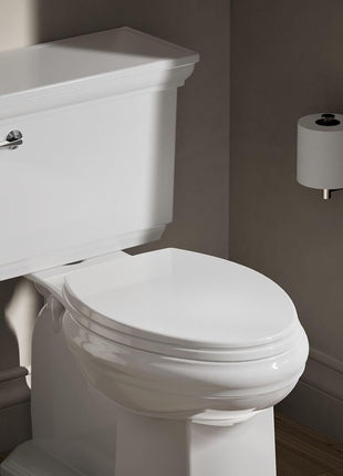 KOHLER 20110-0 Brevia, Slow Close Toilet Seat, Elongated Toilet Seat, Grip-Tight Bumpers Quick-Attach Hardware, White