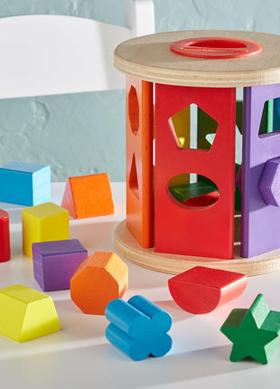 Melissa & Doug Match and Roll Shape Sorter - Classic Wooden Toy
