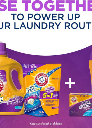 ARM & HAMMER Plus OxiClean Odor Blasters Liquid Laundry Detergent | Fresh Burst Scent, 128 Loads, 166.5 fl oz