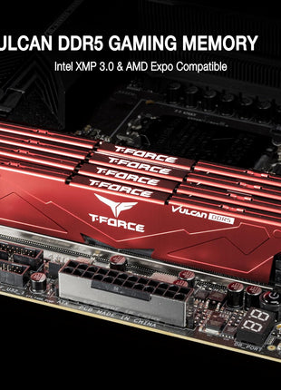 TEAMGROUP T-Force Vulcan DDR5 64GB (2x32GB) 6000MHz (PC5-48000) CL38 Intel XMP 3.0 & AMD Expo Compatible Desktop Memory Module Ram Black FLBD564G6000HC38ADC01