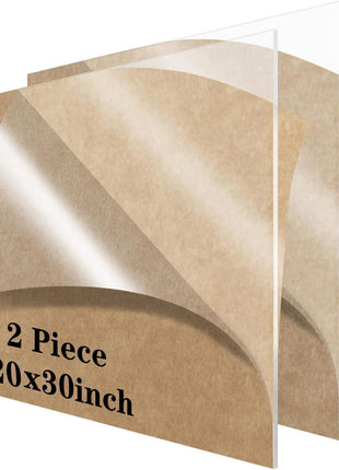 20 x 30 Acrylic Sheet 1/8 inch Thick 3mm Lesnlok 2 Pieces Clear Plexiglass Sheet,for Sign,Craft,Photo Frame, DIY Display Projects (2, 20 x 30 x 1/8)