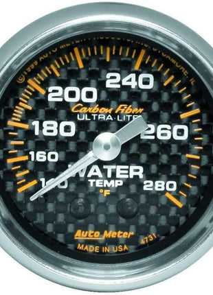 AUTO METER 4731 Carbon Fiber Mechanical Water Temperature Gauge