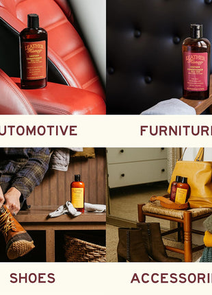 Leather Honey Complete Leather Care Kit: Cleaner, Conditioner, 2 Cloths. Non-Toxic Leather Care Made in the USA Since 1968. Restore Couches, Car Seats & Interior, Jackets, Shoes & Bags. for Any Color