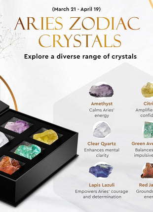 Wyspell Aries Crystal Set - 6 Raw Aries Healing Stones - Zodiac Gifts