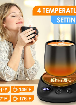 Coffee Mug Warmer - Fastest Heating & Highest Temperature, Coffee Cup Warmer for Desk Auto Shut Off, 4 Temp Settings & 1-12H Timer, Smart Electric Beverage Warmer for Coffee, Tea (Black)