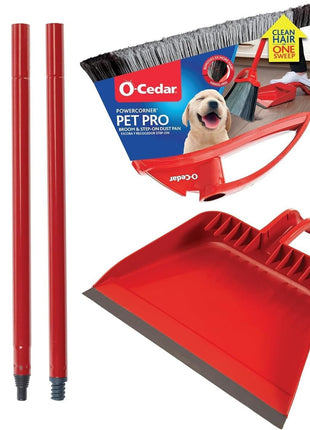 O-Cedar Pet Pro Broom with Step-On Dustpan | Remove 99% with One Sweep | DustPan Removes 3 Times More Pet Hair | Quiet Cleaning Tool for Cat and Dog Owners