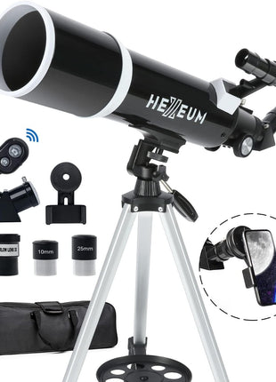 Telescope 80mm Aperture 600mm - Astronomical Portable Refracting Telescopes Fully Multi-Coated High Transmission Coatings AZ Mount with Tripod Phone Adapter, Wireless Control, Carrying Bag.