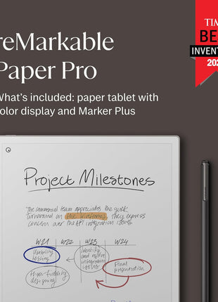reMarkable Paper Pro with Marker Plus | 11.8" paper tablet with color display and reading light, e ink digital notebook for better thinking, writing, and reading