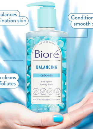 Biore Balancing Face Wash, pH Balanced Cleanser, 6.77 Oz, 3 Pack | For Combination Skin, Vegan Formula, Cruelty Free, Removes Impurities, Fresh Feeling Finish