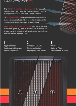 K&N Air Filter Cleaning Kit: Squeeze Bottle Filter Cleaner and Red Oil Kit; Restores Engine Air Filter Performance; Service Kit-99-5050
