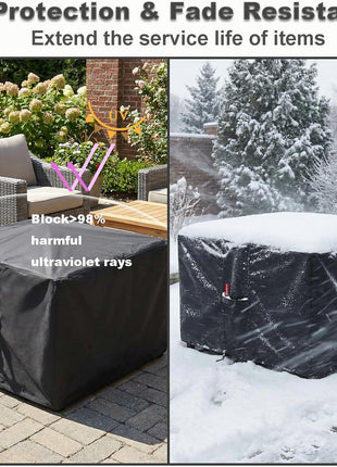 SheeChung Gas Fire Pit Cover Square-Premium Patio Outdoor Cover Heavy Duty Fabric with PVC Coating,100% Waterproof,Anti-Crack,Fits for 29 inch,30 inch,31 inch,32 inch Fire Pit/Table Cover (32 inchL x 32 inchW x 24 inchH,Black)