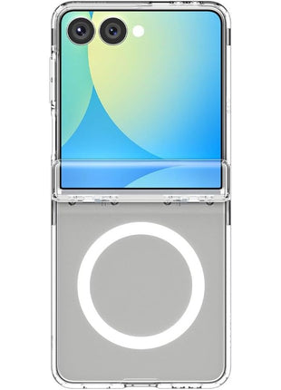 Spigen for Galaxy Z Flip 7 Case, Ultra Hybrid Pro MagFit [Hinge Protection] [Qi2.1 Certified/Magnet for Galaxy] - Clear White