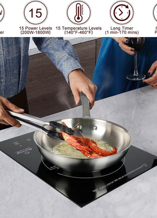 Duxtop Built-in Induction Cooktop, Portable Induction Burner 1800W 8600BI | Sensor Touch Countertop Burner, 170-Minute Timer, Safety Lock BT-200T1