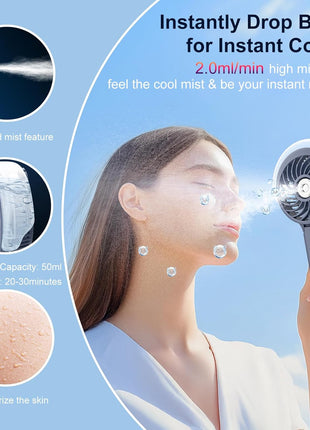 HandFan 4000mAh Upgraded Handheld Misting Fan, 50ml Water Tank, Rechargeable Personal Mister Fan Portable AC, Spray Water Mist Fans, Foldable Cooling Ice Fans for Beach Travel Disney(Royal Blue)