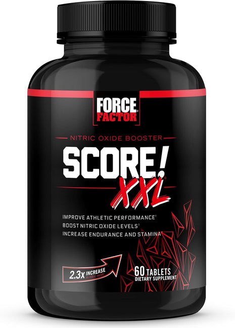 Force Factor Score! XXL Nitric Oxide Booster Supplement for Men | with L-Citrulline, Horny Goat Weed, Black Maca & Tribulus Terrestris, Increase Energy & Blood Flow, 60 Tablets, 2-Pack