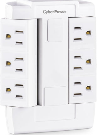 CyberPower GT600P 6 Outlet Swivel Grounded Wall Tap, White
