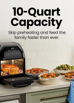CHEFMAN Multifunctional Digital Air Fryer+ Rotisserie, Dehydrator, Convection Oven, 17 Touch Screen Presets Fry, Roast, Dehydrate, Bake, XL 10L Family Size, Auto Shutoff, Large Easy-View Window, Black