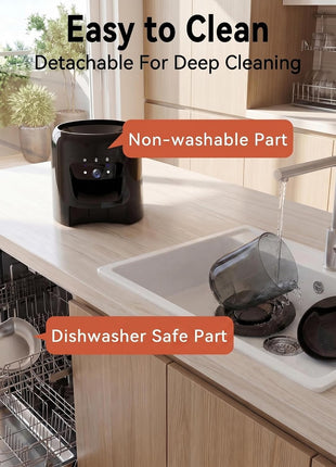 Automatic Cat Feeder with 2K Camera: 5G WiFi Automatic Dog Feeder | Night Vision, Two-way Audio, Voice Recording, 304 Stainless Steel Bowl, 6L Large Capacity, Detachable for Easy Clean -24 Cups