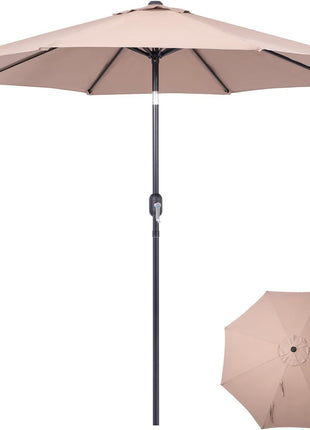 Backyard Expressions 9 ft. Patio Umbrella, Market Table Umbrella w/Tilt and Crank, 8 Ribs
