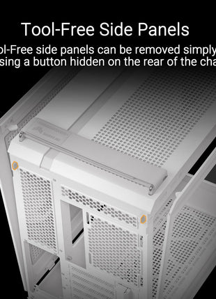 ASUS TUF Gaming GT502 Horizon White ATX Mid-Tower PC Case, Boundless Panoramic Design, Dual-Chamber, Tool-Free Side Panels, Front USB 10 Gbps Type-C, 2 Year Warranty