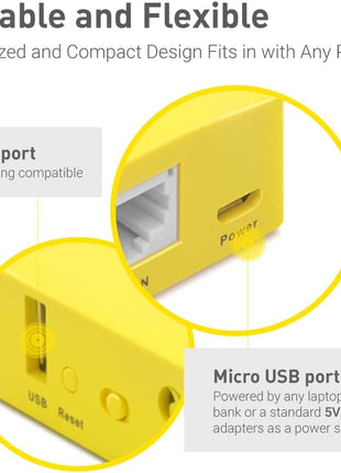 GL.iNet GL-MT300N-V2 (Mango) Portable Mini Travel Wireless Pocket VPN WiFi Router - 2X Ethernet Ports | USB 2.0 | OpenWrt | OpenVPN/Wireguard for Public & Hotel Wi-Fi | Easy to Set up via Admin Panel