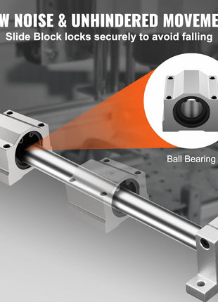 VEVOR Linear Rail Slide SFC20-1000mm 2 PCS 39.4 in/1000mm SFC20 Guide Rails 4 PCS SC20 Slide Blocks 4 PCS Rail Supports Linear Rails and Bearings Kit for Automated Machines CNC DIY Project
