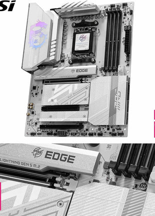 MSI MPG B850 Edge TI WiFi Motherboard, ATX - Supports AMD Ryzen 9000/8000 / 7000 Processors, AM5-80A SPS VRM, DDR5 Memory Boost (8400+MT/s OC), PCIe 5.0 x16, M.2 Gen5, Wi-Fi 7, 5G LAN