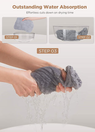 Hicober Microfiber Hair Towel, 3 Packs Hair Turbans for Wet Hair, Drying Hair Wrap Towels for Curly Hair Women Anti Frizz (Blue,Grey,Pink)