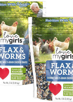 Love My Girls: Chicken Snacks - Pumpkin & Worms - 2lb Bag - Global Harvest, Gourmet Multi-Grain Treats, Corn-Free, Nutritious & Protein Rich Mealworms