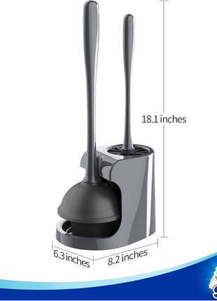 MR.SIGA Toilet Plunger and Bowl Brush Combo for Bathroom Cleaning, Gray, 2 Sets