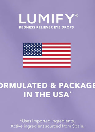 LUMIFY Eye Drops for Red Eyes, Redness Reliever for Brighter Looking Eyes, Works in 1 Minute & Lasts Up to 8 Hours, Eye Drops, 0.25 Fl Oz (7.5mL)