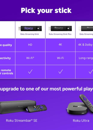 Roku Streaming Stick HD — HD Streaming Device for TV with Roku Voice Remote, Free & Live TV