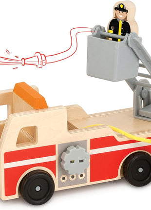 Melissa & Doug Wooden Fire Truck with 3 Firefighter Play Figures