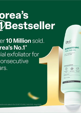 Dr. G Brightening Peeling Gel - Korean Skincare for Glowy Skin - Aqua Gommage Facial Exfoliator - Hyaluronic Acid, Ceramides, Vitamin C - Smooth Skin Texture, Low Irritation - Bulk Items - 4.23 fl oz
