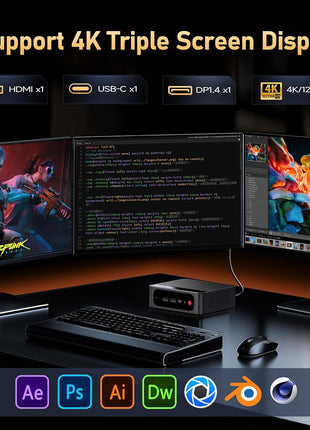 Beelink Mini PC, SER5 Pro 5625U AMD Ryzen 5 (Up to 4.3GHz) 16GB DDR4 480GB M.2 SSD Mini Desktop Computer, 2.5Gbps LAN, Wifi6/BT5.4,HDMI/DP/Type-c/4K Triple Display Micro PC