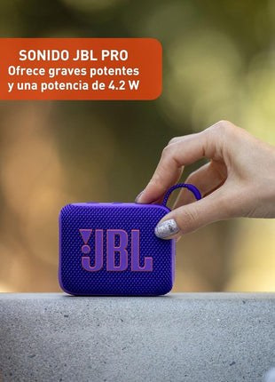 JBL Go 4 - Ultra-Portable, Waterproof and Dustproof Bluetooth Speaker, Big JBL Pro Sound with Punchy bass, 7-Hour Built-in Battery, Made in Part with Recycled Materials (Purple)
